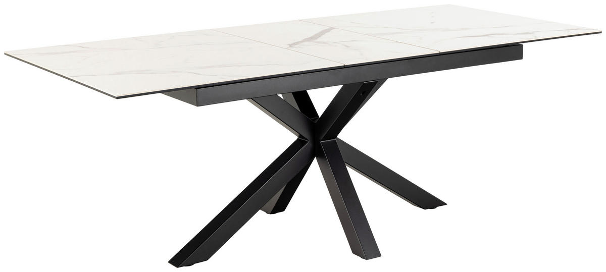 ESSTISCH in Keramik 168-210/90/75,5 cm  - Schwarz/Weiß, Trend, Keramik/Metall (168-210/90/75,5cm) - MID.YOU