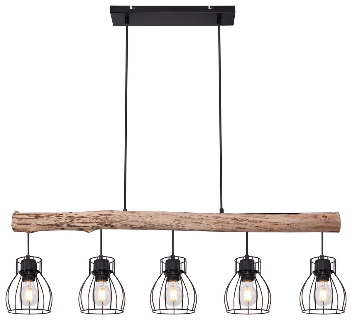 HÄNGELEUCHTE 104/13,6/140 cm    - Schwarz/Naturfarben, Basics, Holz/Metall (104/13,6/140cm) - Globo