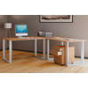 ECKSCHREIBTISCH 190/50/76 cm  in Weiss, Sonoma Eiche  - Weiss/Sonoma Eiche, Modern, Holzwerkstoff/Metall (190/50/76cm) - MID.YOU