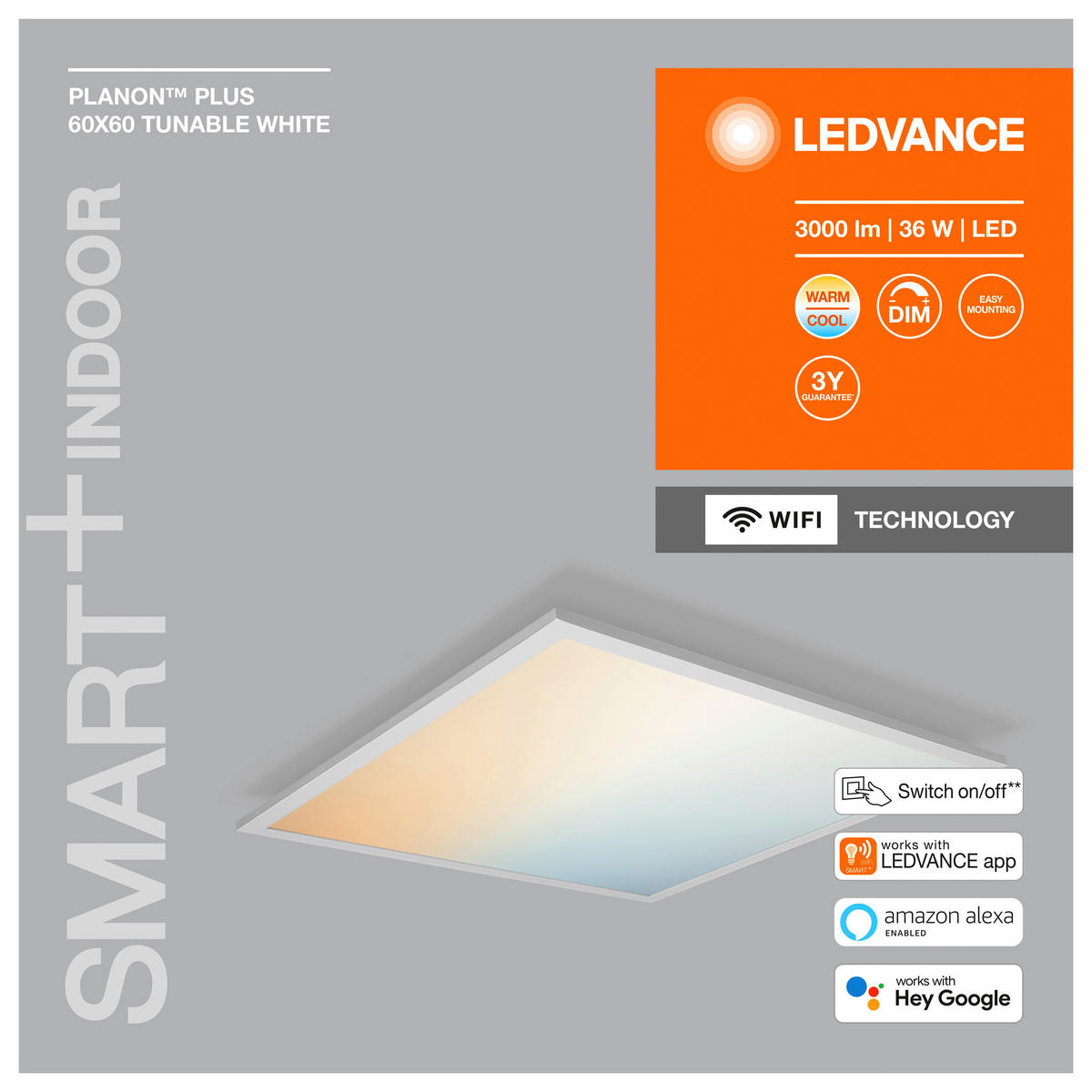 LED-PANEEL 59,5/59,5/5,6 cm    - Weiß, Design, Metall (59,5/59,5/5,6cm) - Ledvance