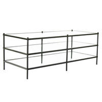TV-BÄNK 120/45/51 cm  - klar/svart, Modern, metall/glas (120/45/51cm) - Novel