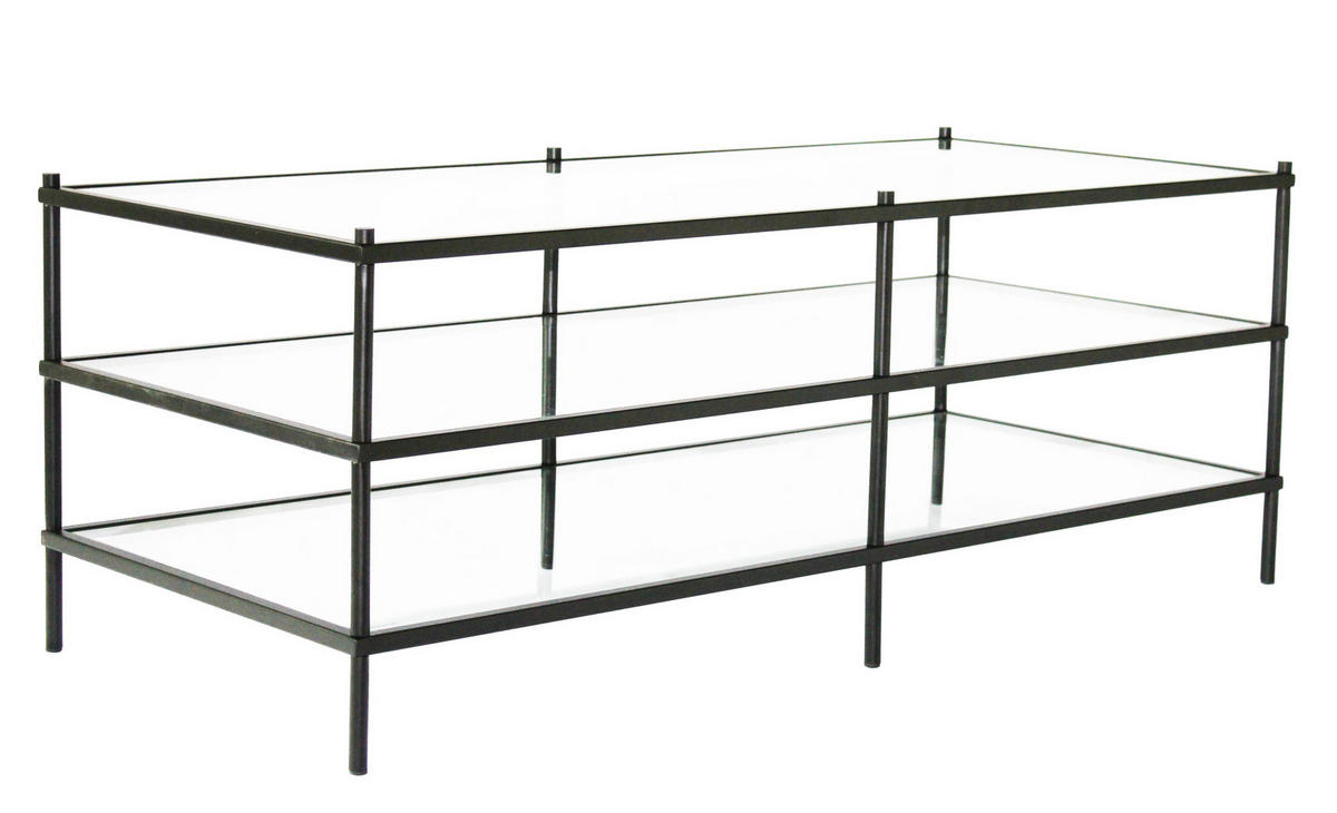 TV-BÄNK 120/45/51 cm  - klar/svart, Modern, metall/glas (120/45/51cm) - Novel