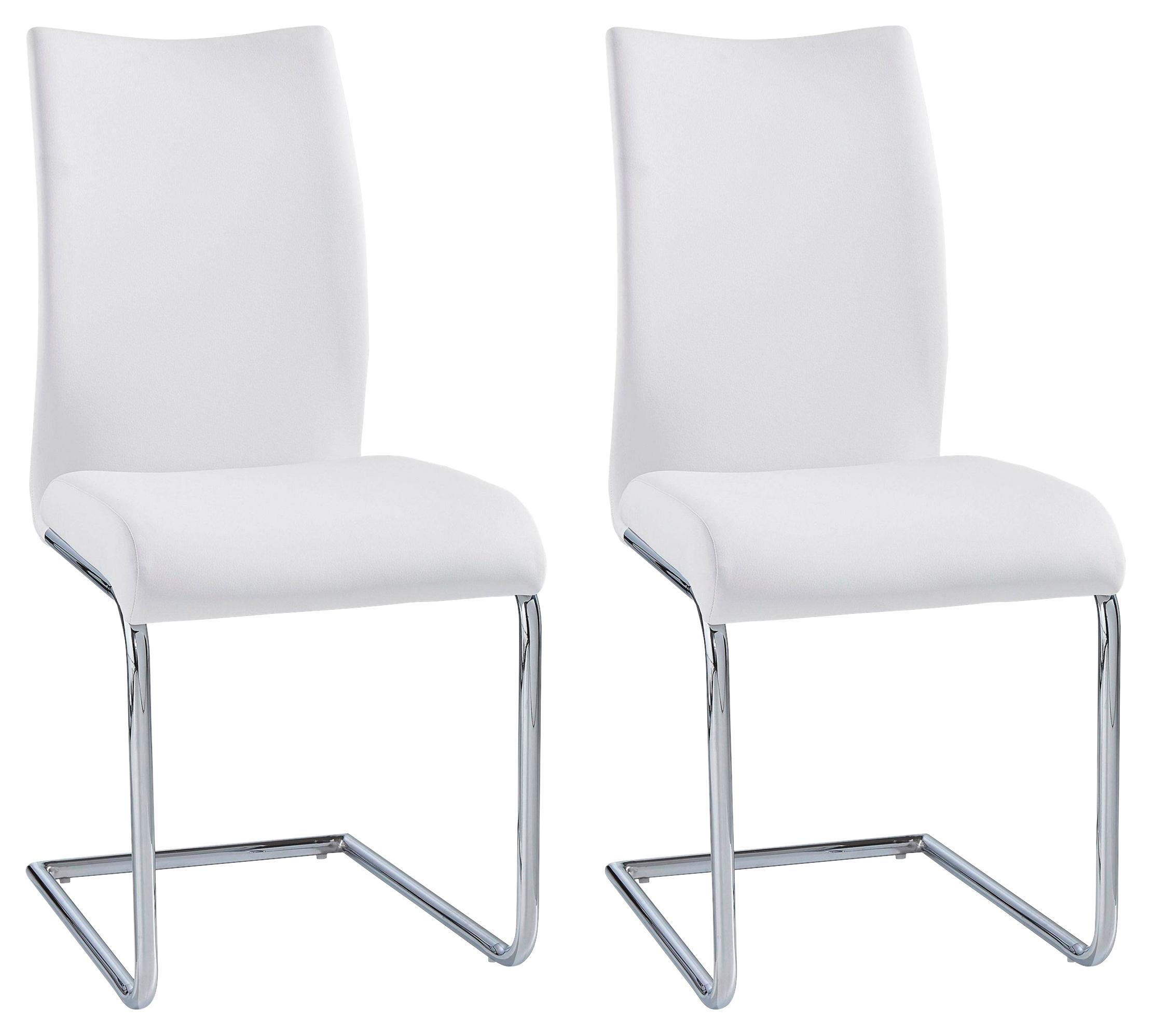 Schwingstuhl-Set in Metall, Textil Weiß, Chromfarben