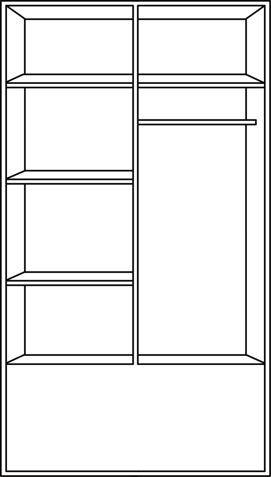 KLEIDERSCHRANK 2-türig Weiß, Eichefarben  - Eichefarben/Silberfarben, Basics, Holzwerkstoff/Metall (94,8/205,9/55,6cm) - Paidi