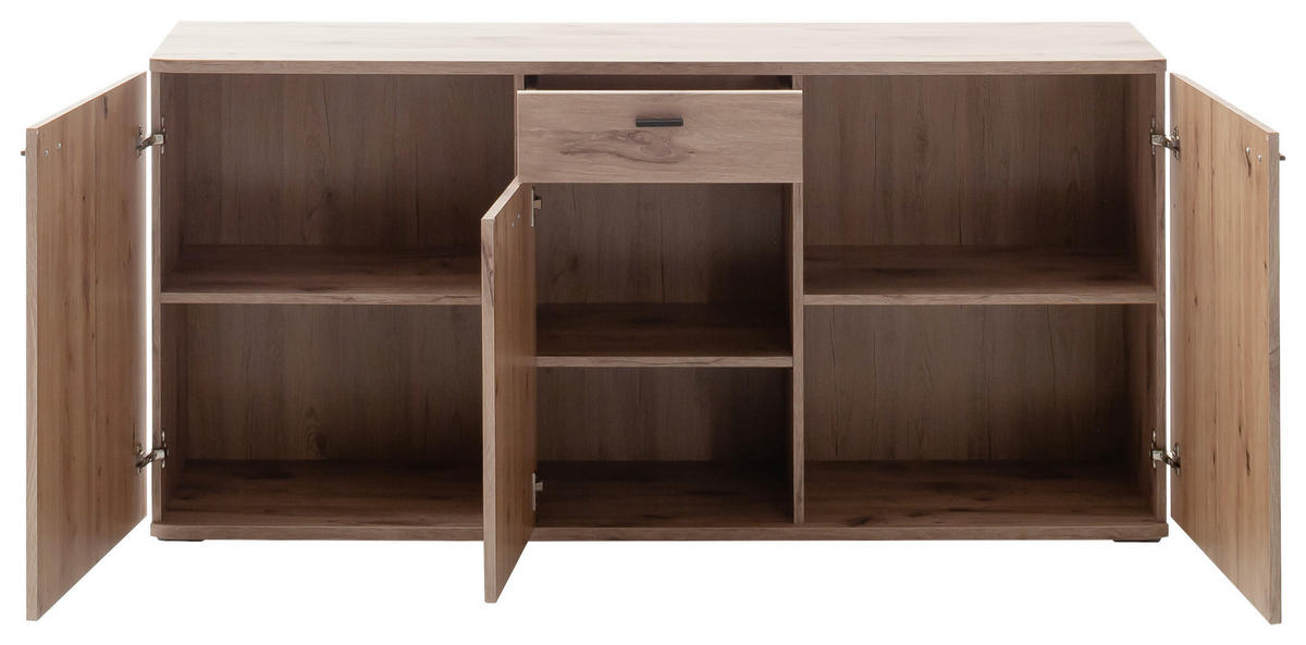 SIDEBOARD 149/78/44 cm  in Eichefarben  - Eichefarben/Anthrazit, Design, Holzwerkstoff/Metall (149/78/44cm) - MID.YOU