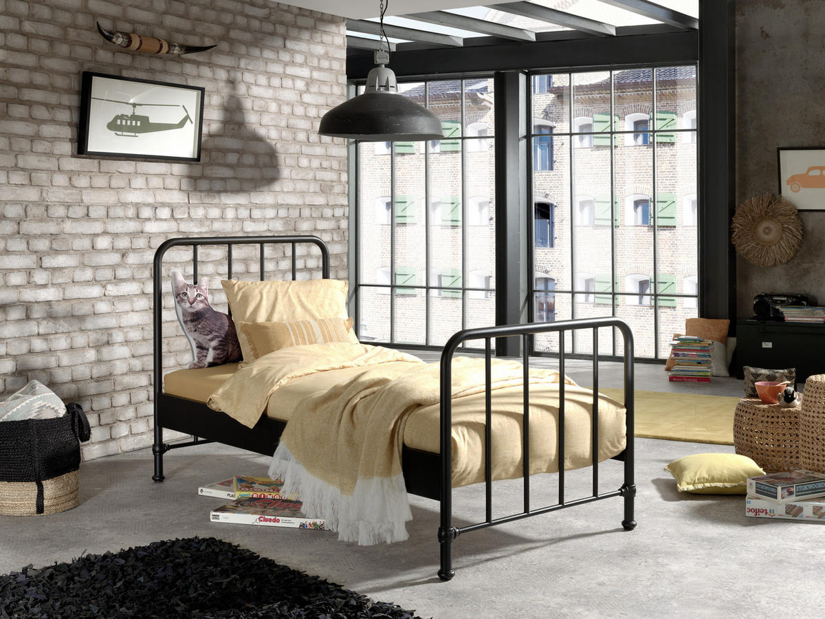 KINDER-/JUNIORBETT 90/200 cm  in Schwarz  - Schwarz, MODERN, Holz/Metall (90/200cm) - MID.YOU