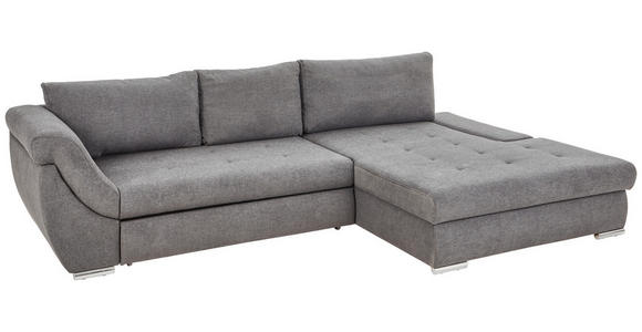 ECKSOFA Grau Flachgewebe  - Silberfarben/Grau, Design, Textil/Metall (306/174cm) - Carryhome