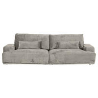 BIGSOFA Chenille Hellgrau  - Hellgrau/Schwarz, KONVENTIONELL, Kunststoff/Textil (282/73/115cm) - Carryhome