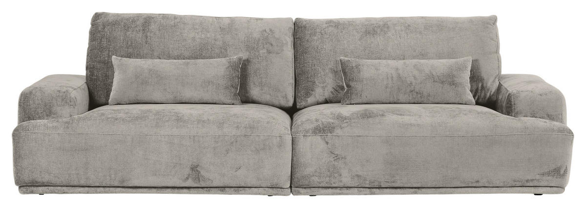 BIGSOFA Chenille Hellgrau  - Hellgrau/Schwarz, KONVENTIONELL, Kunststoff/Textil (282/73/115cm) - Carryhome