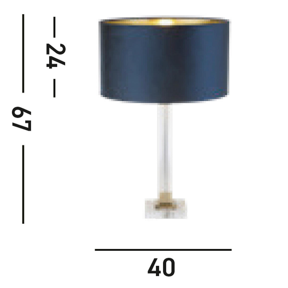 TISCHLEUCHTE Scarborough 40/67 cm   - Blau/Transparent, Trend, Glas/Textil (40/67cm) - Searchlight