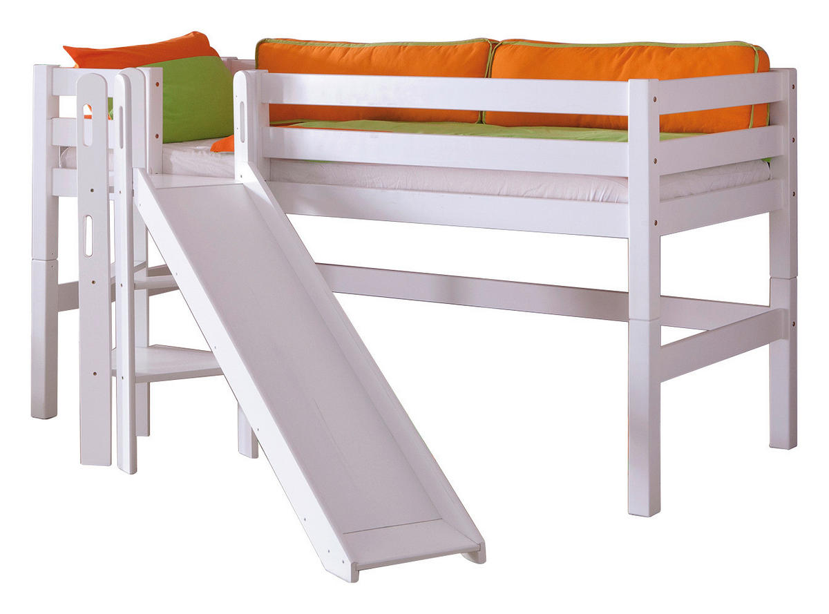 SPIELBETT Buche massiv 90/200 cm Weiß  - Weiß, Design, Holz (90/200cm) - MID.YOU