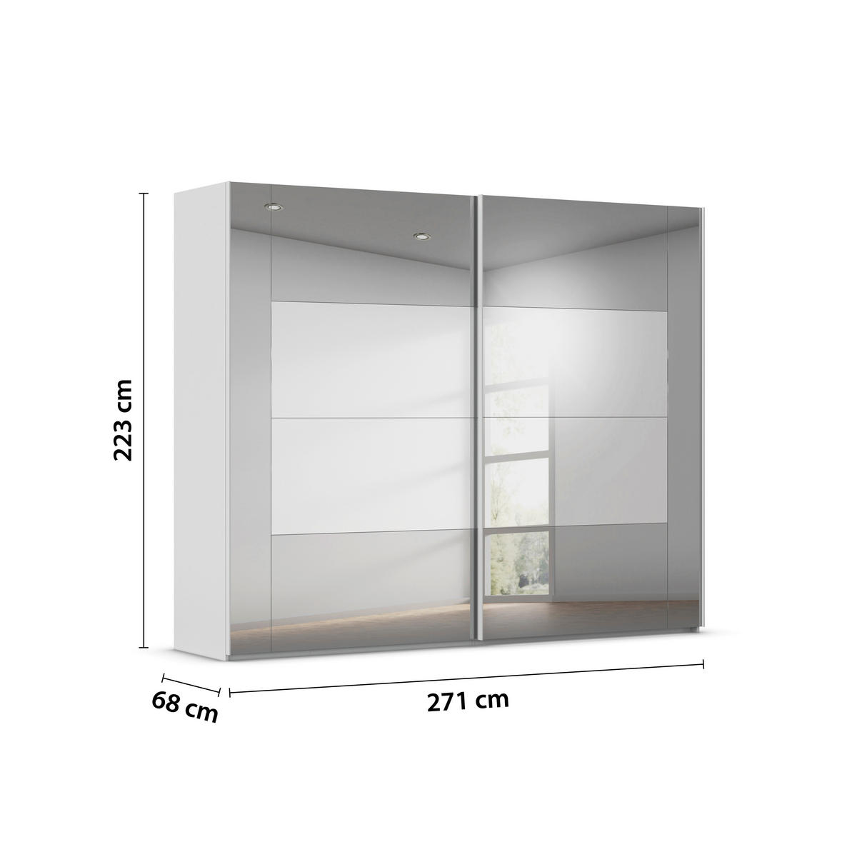 SCHWEBETÜRENSCHRANK 271/223/68 cm 2-türig Seidengrau  - Seidengrau, Design, Glas/Holzwerkstoff (271/223/68cm) - Xora