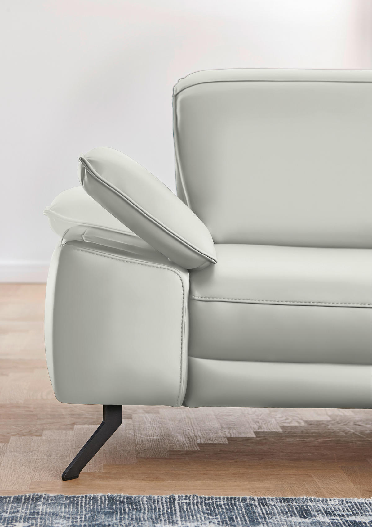 ECKSOFA in Echtleder Hellgrau  328/193 cm  - Hellgrau/Schwarz, Design, Leder/Metall (328/193cm) - Dieter Knoll