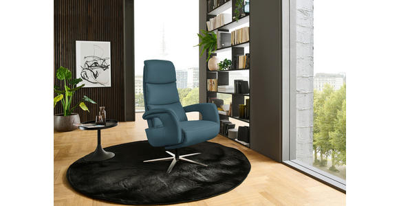 RELAXSESSEL in Leder Blau  - Blau/Edelstahlfarben, Design, Leder/Metall (76/119/86cm) - Dieter Knoll