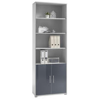 AKTENSCHRANK Graphitfarben, Hellgrau  - Hellgrau/Graphitfarben, Design, Glas/Holzwerkstoff (79/220/35cm) - Livetastic