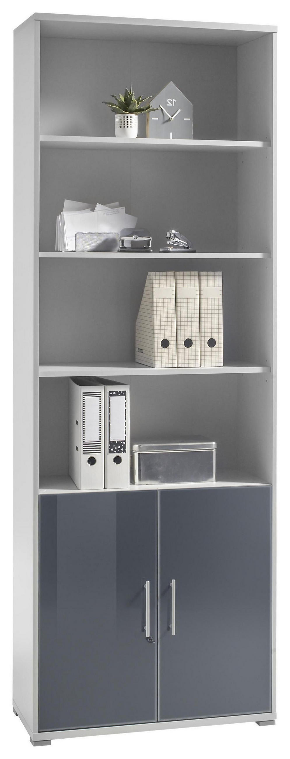 Livetastic Aktenschrank Graphit, Hellgrau 79x220x35 cm
