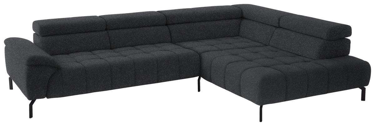 ECKSOFA in Chenille Anthrazit  323/222 cm  - Anthrazit/Schwarz, Design, Textil/Metall (323/222cm) - Beldomo Style