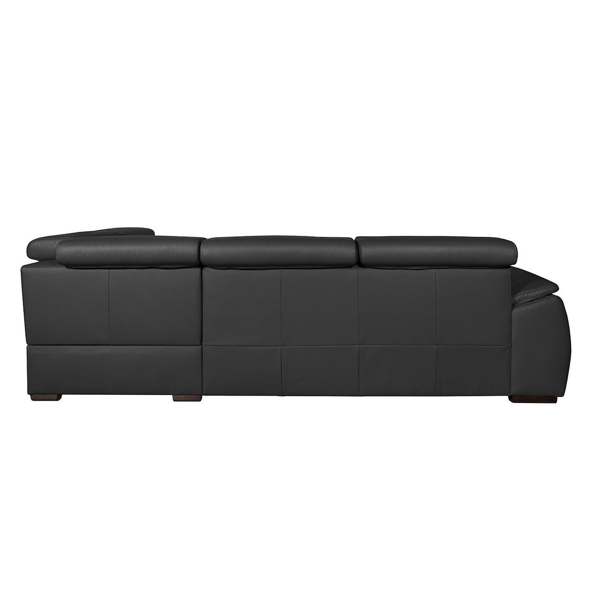 ECKSOFA Schwarz Echtleder  - Wengefarben/Schwarz, Design, Leder/Holz (265/211cm) - Livetastic