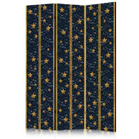 PARAVENT mit 3  Flügel - Blau/Goldfarben, Basics, Holz/Textil (135/172/3cm) - artgeist