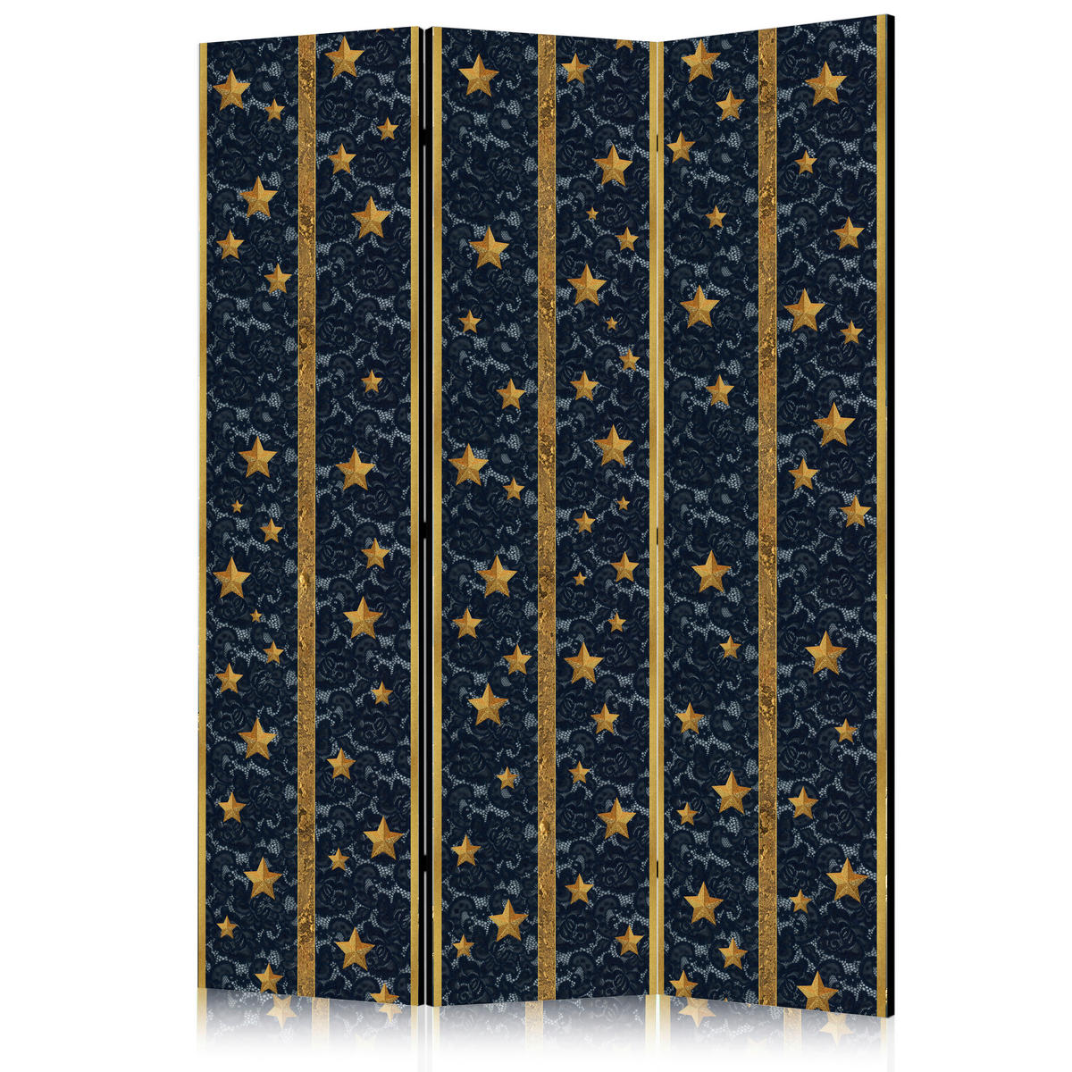 PARAVENT mit 3  Flügel - Blau/Goldfarben, Basics, Holz/Textil (135/172/3cm) - artgeist