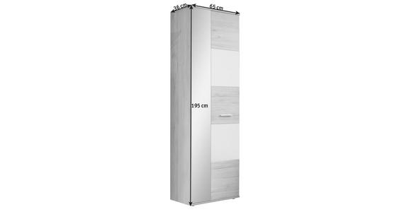 GARDEROBENSCHRANK - Eichefarben/Silberfarben, MODERN, Glas/Holzwerkstoff (65/198/36cm) - Voleo