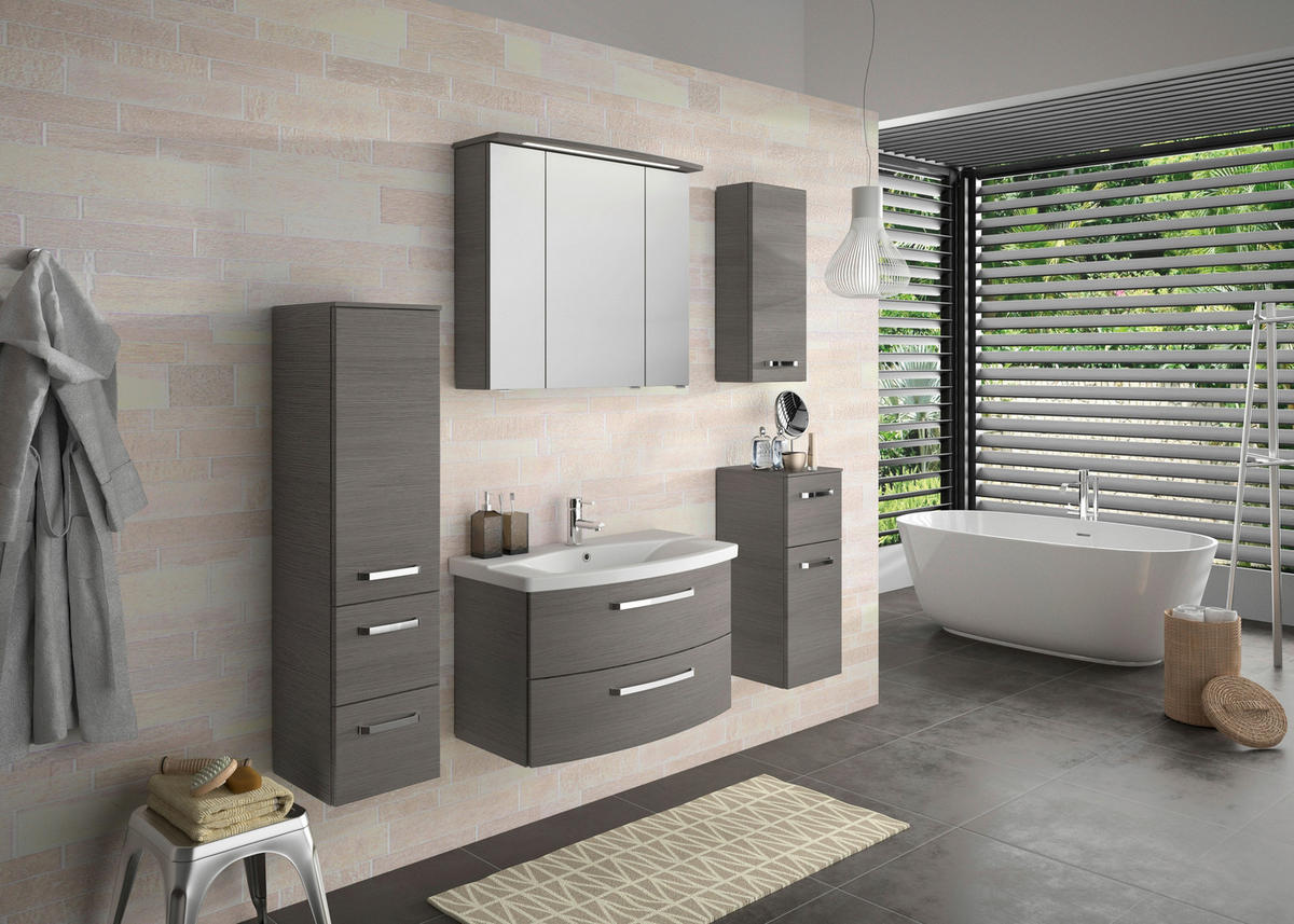 BADEZIMMER 3-teilig  in 84 cm  - Chromfarben/Graphitfarben, MODERN, Glas/Keramik (84cm) - Sadena