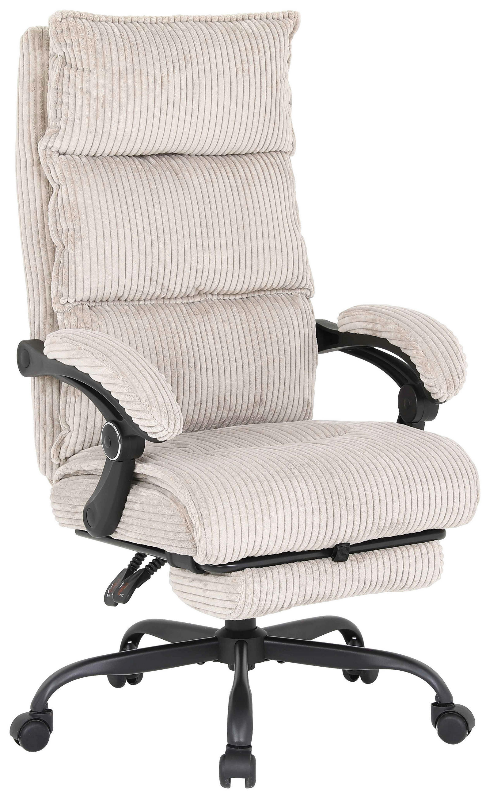 DREHSTUHL Cord Beige  - Beige/Schwarz, MODERN, Holz/Kunststoff (65/116/124/65cm) - MID.YOU