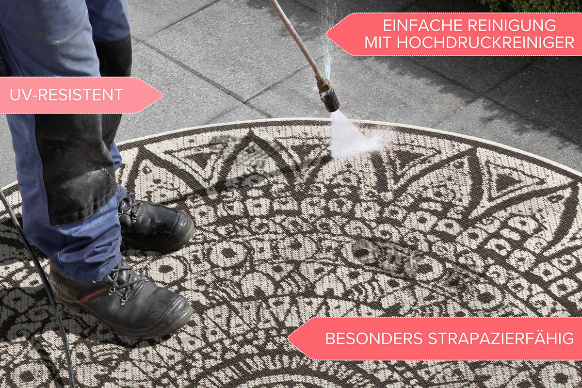 FLACHWEBETEPPICH 200 cm Nora Creme, Schwarz  - Creme/Schwarz, Design, Kunststoff (200cm)