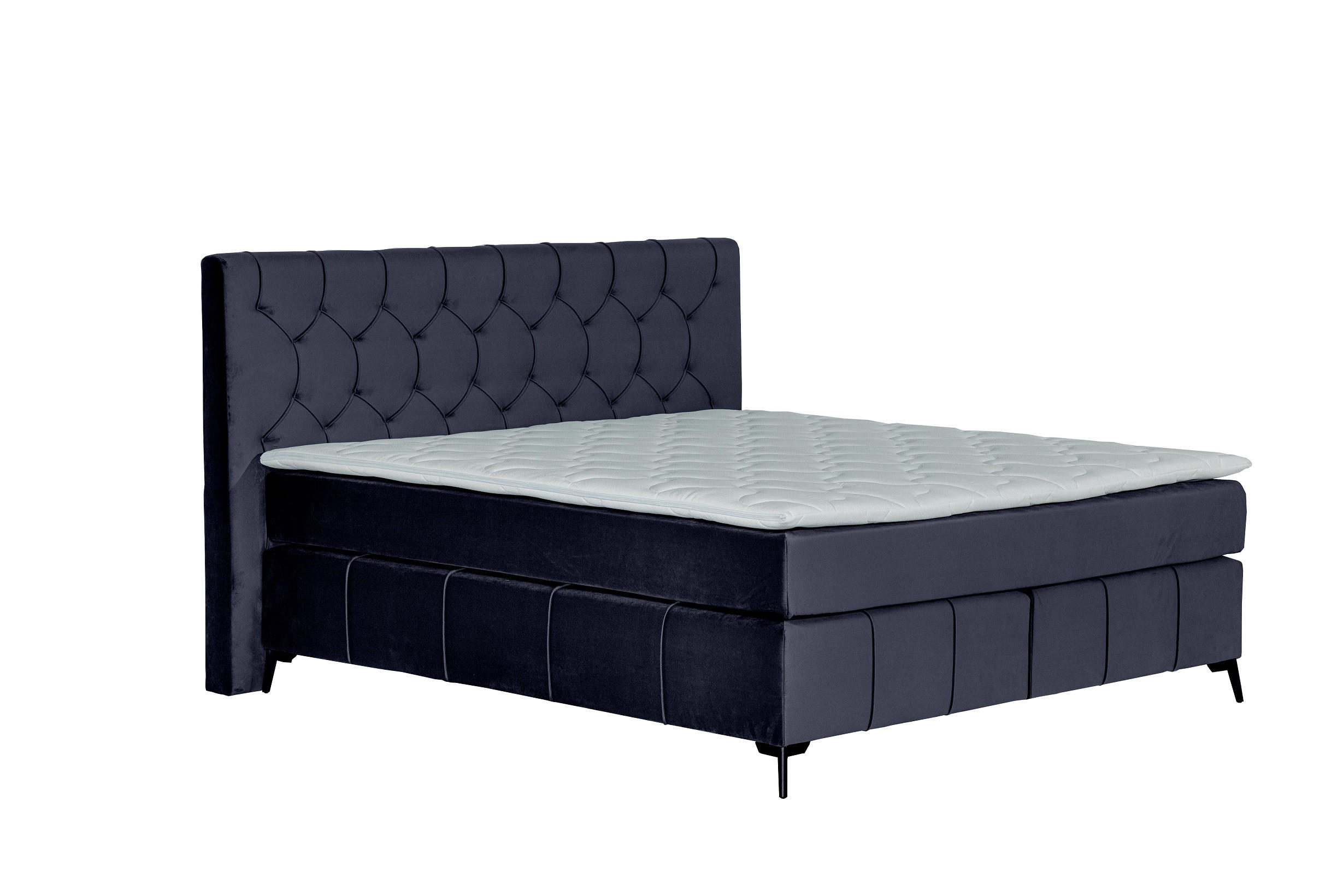 BOXSPRING KREVET     tamno plava  - tamno plava/crna, Moderno, drvni materijal/tekstil (180/200cm) - Hom`in
