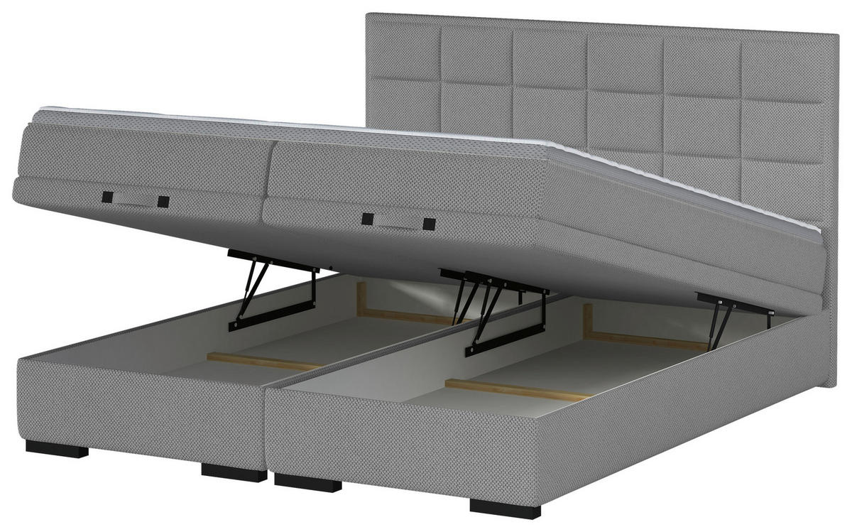 BOXSPRINGBETT 180/200 cm  in Dunkelgrau  - Dunkelgrau/Schwarz, Konventionell, Kunststoff/Textil (180/200cm) - home24