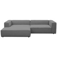 ECKSOFA Grau Chenille Rücken echt  - Schwarz/Grau, MODERN, Kunststoff/Textil (185/296cm) - Hom`in