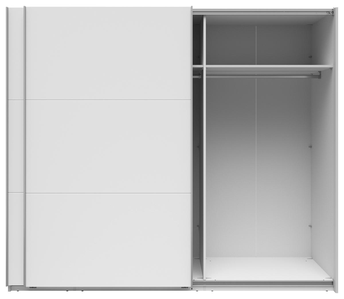 SCHWEBETÜRENSCHRANK 250/216/64 cm 2-türig Weiß  - Silberfarben/Weiß, Basics, Holzwerkstoff/Metall (250/216/64cm) - Boxxx