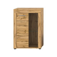VITRINE in Eiche Wotan  - Eiche Wotan/Silberfarben, Design, Glas/Holzwerkstoff (86/60/35cm) - MID.YOU