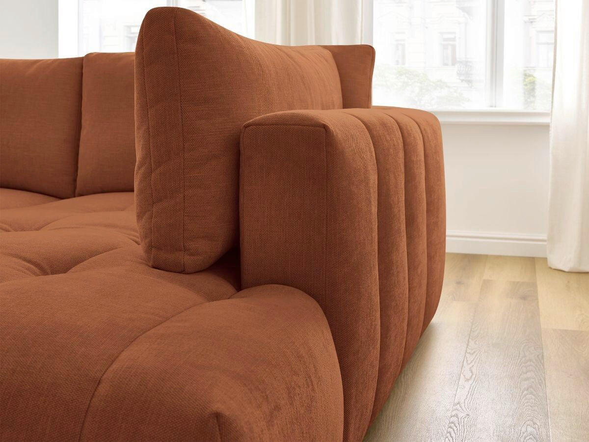 ECKSCHLAFSOFA FUJI Leinenoptik Orange  inkl.  - Schwarz/Orange, MODERN, Kunststoff/Textil (282/204cm)