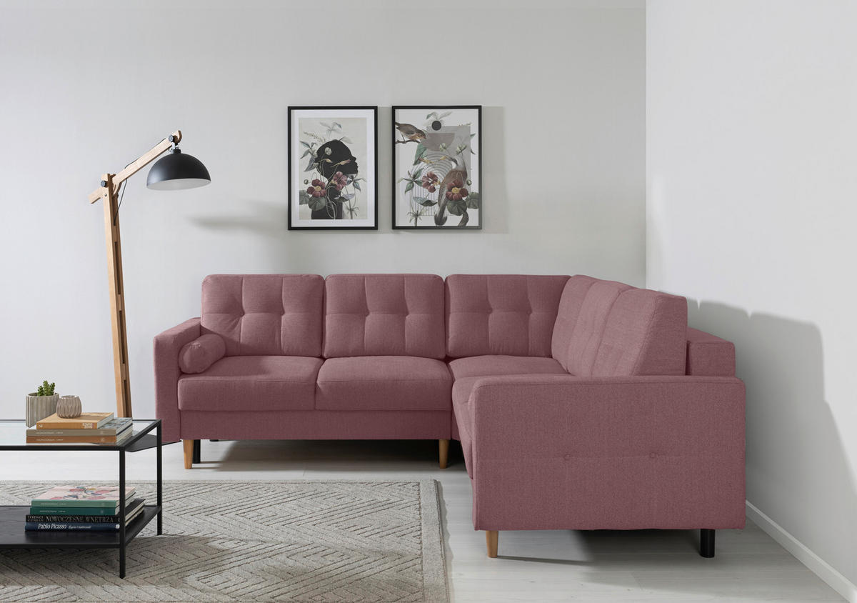 ECKSOFA in Beere  - Beere/Buchefarben, Design, Holz/Textil (242/242cm) - MID.YOU