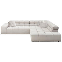 ECKSOFA Hellgrau Feincord  - Hellgrau/Schwarz, Design, Kunststoff/Textil (317/213cm) - Hom`in