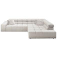 ECKSOFA Hellgrau Feincord  - Hellgrau/Schwarz, Design, Kunststoff/Textil (317/213cm) - Hom`in