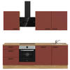 KÜCHENLEERBLOCK 240 cm   in Rot, Eichefarben  - Eichefarben/Rot, MODERN, Holzwerkstoff/Metall (240cm) - Nobilia
