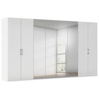 DREHTÜRENSCHRANK 400/235/61 cm,  in Weiß, Weiß Hochglanz, 6-türig  - Chromfarben/Edelstahlfarben, Basics, Glas/Holzwerkstoff (400/235/61cm) - Novel