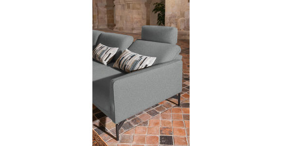 ECKSOFA in Flachgewebe, Struktur Hellgrau  - Anthrazit/Hellgrau, Design, Textil/Metall (230/254cm) - Ambiente