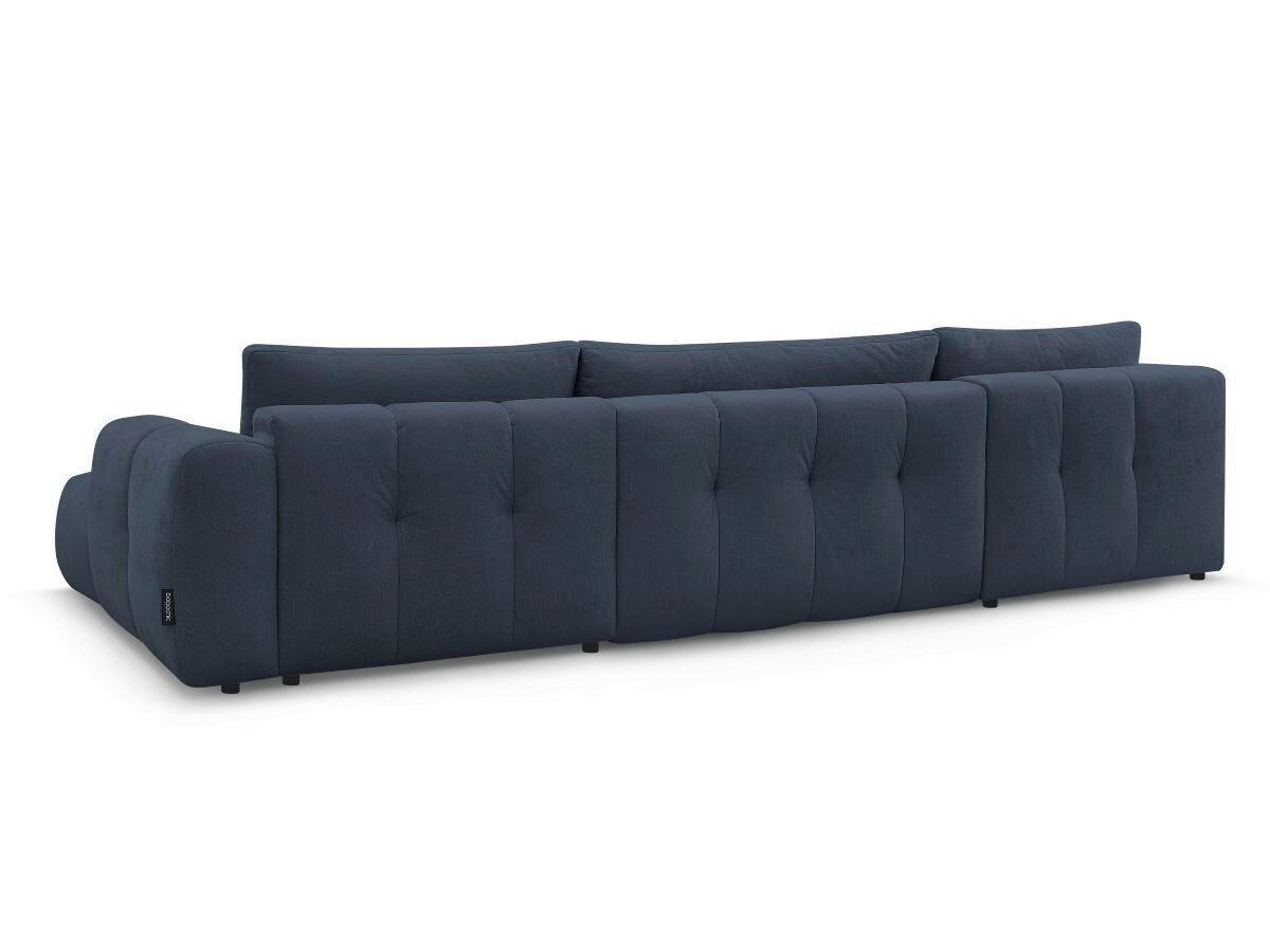 WOHNLANDSCHAFT  FUJI  Dunkelblau Leinenoptik  - Schwarz/Dunkelblau, MODERN, Kunststoff/Textil (204/377/160cm)