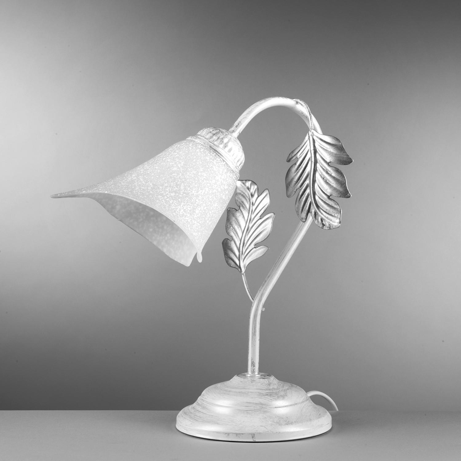 TISCHLEUCHTE 29/35 cm   - Silberfarben/Weiß, KONVENTIONELL, Glas/Metall (29/35cm)