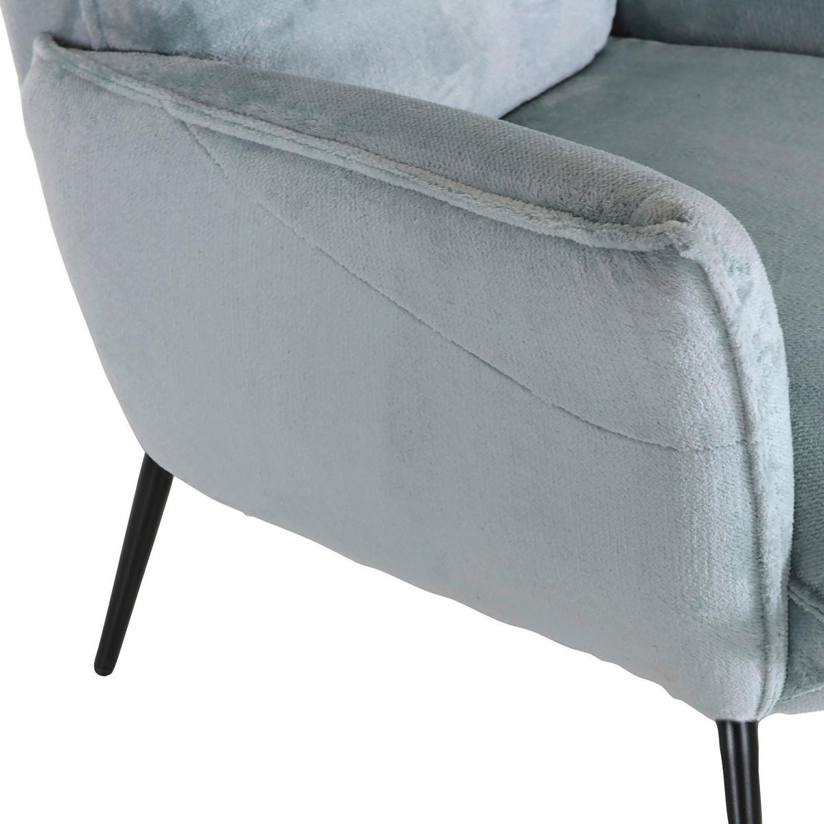 OHRENSESSEL in Plüsch Mintgrün  - Schwarz/Hellblau, KONVENTIONELL, Textil/Metall (83/110/92cm) - Carryhome