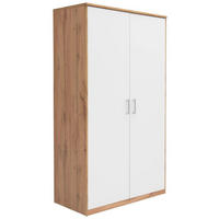 DREHTÜRENSCHRANK in Weiss, Eiche Wotan  - Weiss/Silberfarben, Konventionell, Holzwerkstoff/Kunststoff (106/194/54cm) - Xora