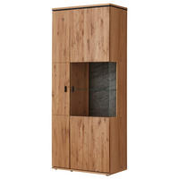 VITRINE  in furniert, massiv Asteiche Eichefarben  - Eichefarben/Anthrazit, KONVENTIONELL, Glas/Holz (90,2/208,9/37,4cm) - Linea Natura
