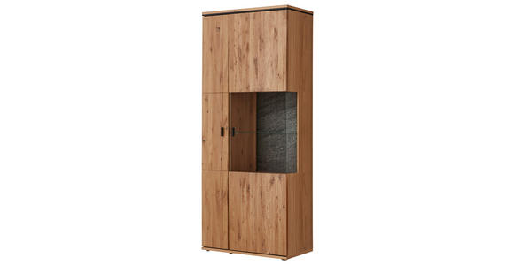 VITRINE  in furniert, massiv Asteiche Eichefarben  - Eichefarben/Anthrazit, KONVENTIONELL, Glas/Holz (90,2/208,9/37,4cm) - Linea Natura