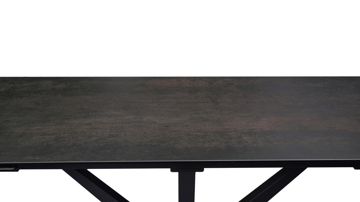 ESSTISCH in Metall, Glas, Keramik 180-280/95/76 cm  - Schwarz/Bronzefarben, Design, Glas/Keramik (180-280/95/76cm) - Novel