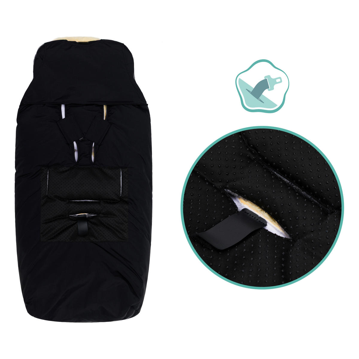 BUGGY-FUSSSACK Fluffy  - Schwarz, Trend, Leder/Textil (50/100cm) - Jimmylee