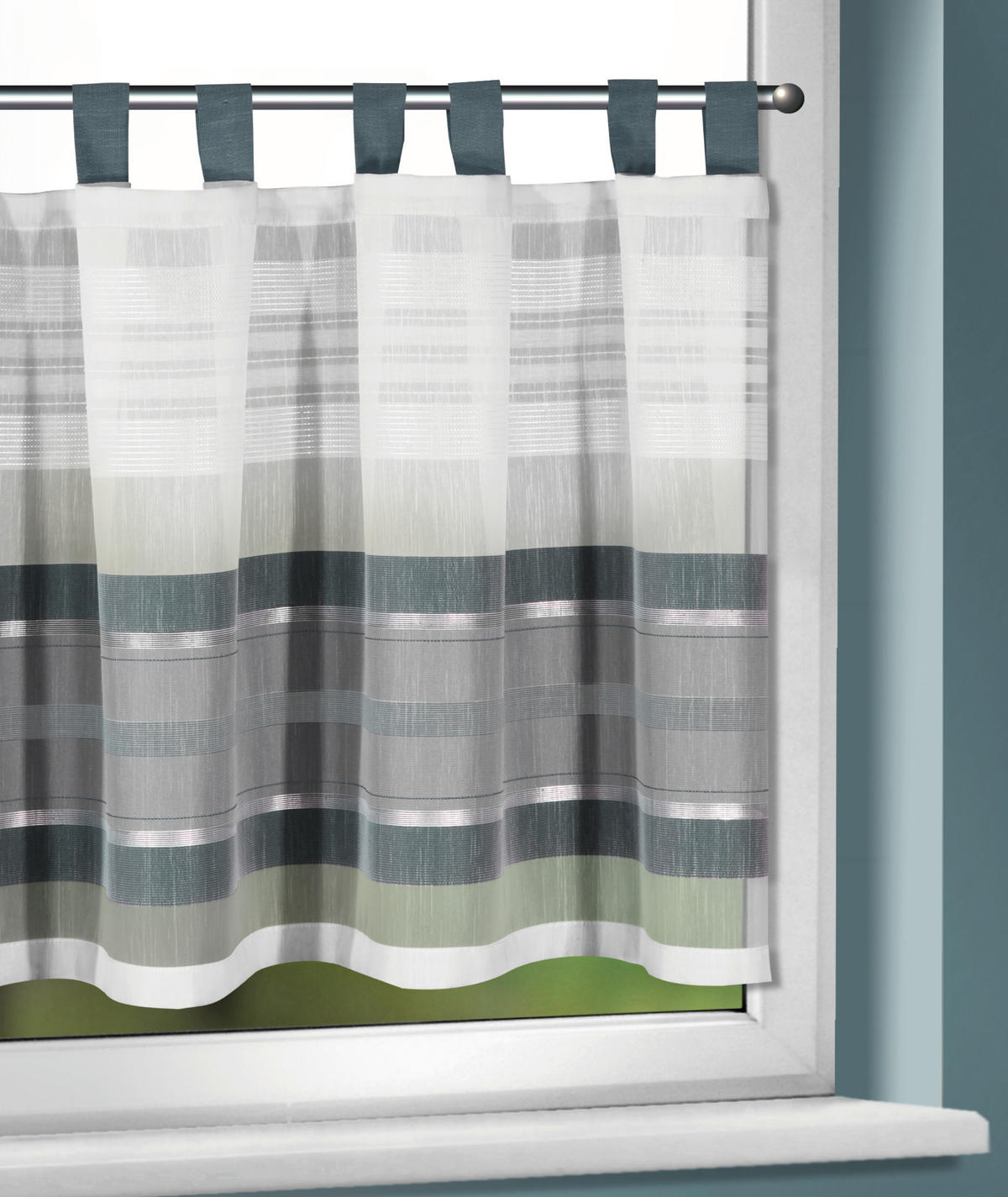 KURZGARDINE   140/45 cm   - Blau/Weiß, Basics, Textil (140/45cm)