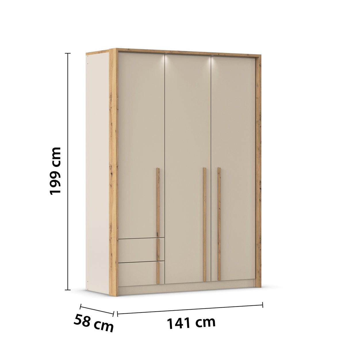 JUGENDZIMMER Champagner, Eiche Artisan  - Champagner/Eiche Artisan, Design, Holzwerkstoff (120/200cm) - Stylife